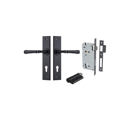 Iver Verona Door Lever Chamfered Latch Pair, Passage Kit, Privacy Kit , Entrance Kit with High Security Lock -Matt Black