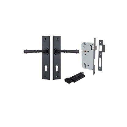 Iver Verona Door Lever Chamfered Latch Pair, Passage Kit, Privacy Kit , Entrance Kit with High Security Lock -Matt Black