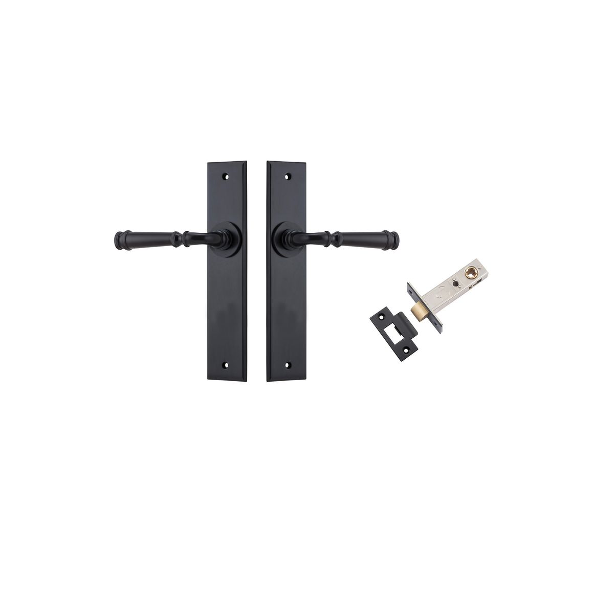Iver Verona Door Lever Chamfered Latch Pair, Passage Kit, Privacy Kit , Entrance Kit with High Security Lock -Matt Black