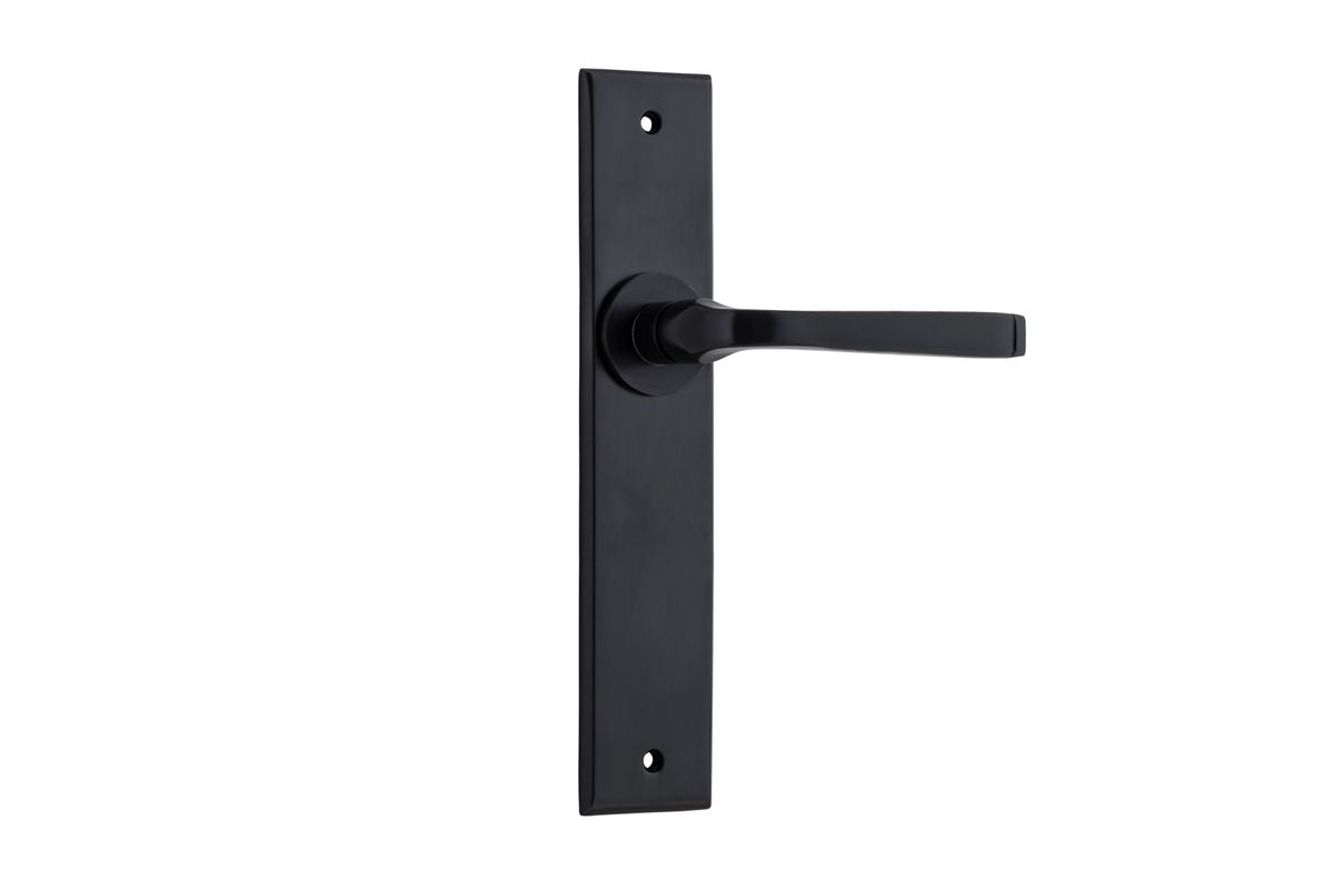Iver Annecy Door Lever Chamfered Latch Pair, Passage Kit, Privacy Kit , Entrance Kit with High Security Lock -Matt Black