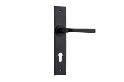 Iver Annecy Door Lever Chamfered Latch Pair, Passage Kit, Privacy Kit , Entrance Kit with High Security Lock -Matt Black