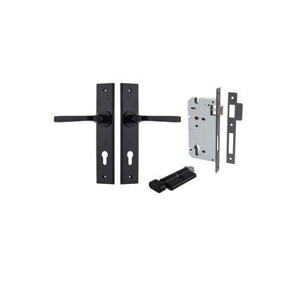 Iver Annecy Door Lever Chamfered Latch Pair, Passage Kit, Privacy Kit , Entrance Kit with High Security Lock -Matt Black