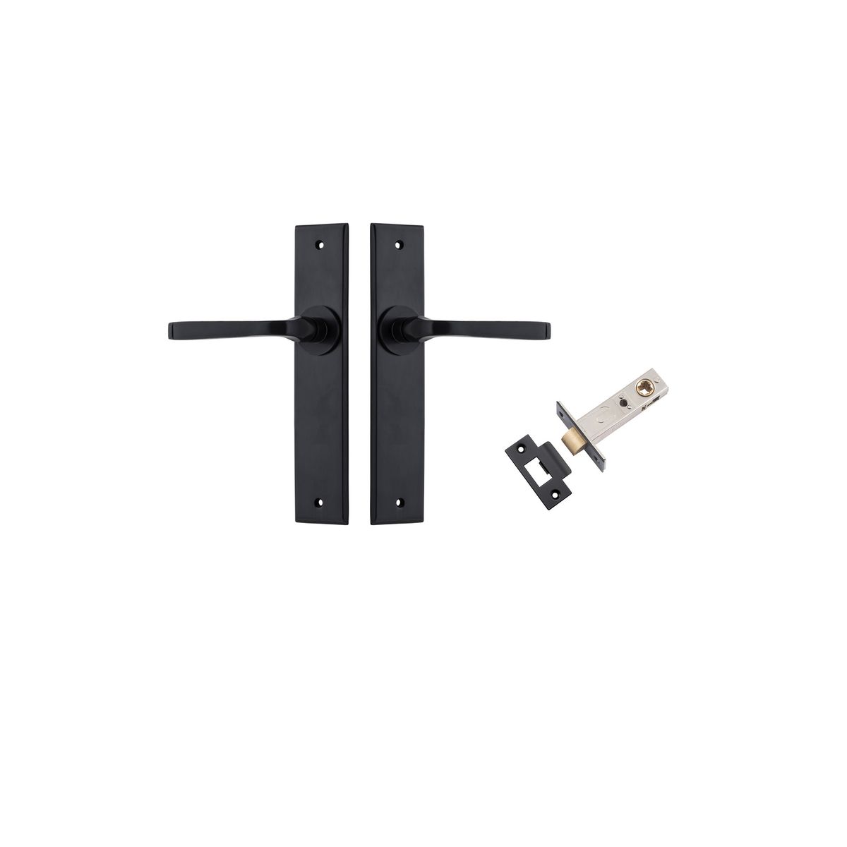Iver Annecy Door Lever Chamfered Latch Pair, Passage Kit, Privacy Kit , Entrance Kit with High Security Lock -Matt Black