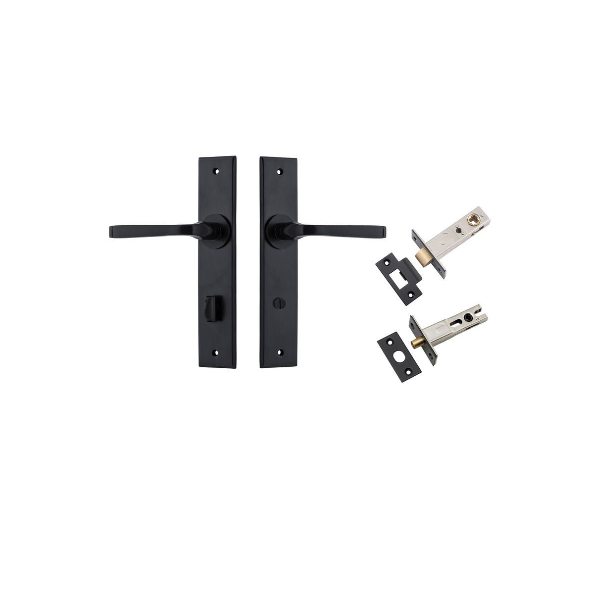 Iver Annecy Door Lever Chamfered Latch Pair, Passage Kit, Privacy Kit , Entrance Kit with High Security Lock -Matt Black
