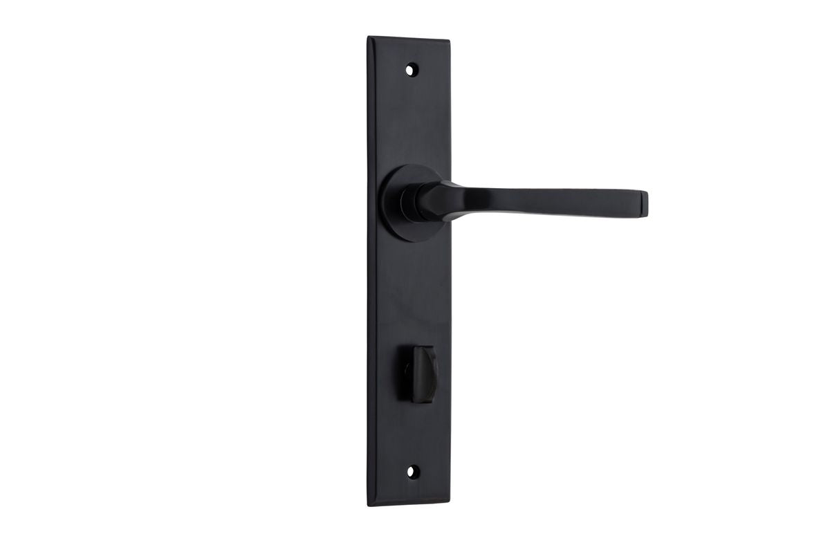 Iver Annecy Door Lever Chamfered Latch Pair, Passage Kit, Privacy Kit , Entrance Kit with High Security Lock -Matt Black