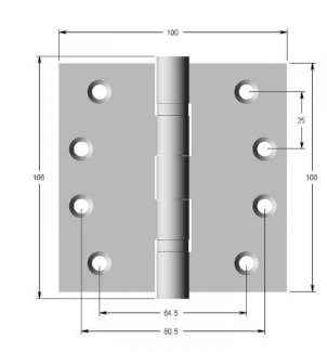 Lohala Hinge Stainless Steel 304 ,2BB Heavy Duty 100mm x100mm x 3.0mm & 100mm x 75mm x 3.0mm Fixed Button Pin Satin
