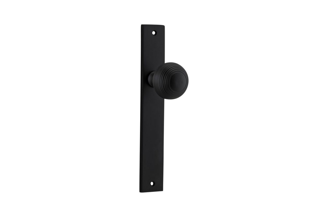 Iver Guildford Door Knob Rectangular Latch Pair, Passage Kit, Privacy Kit , Entrance Kit with High Security Lock - Matt Black