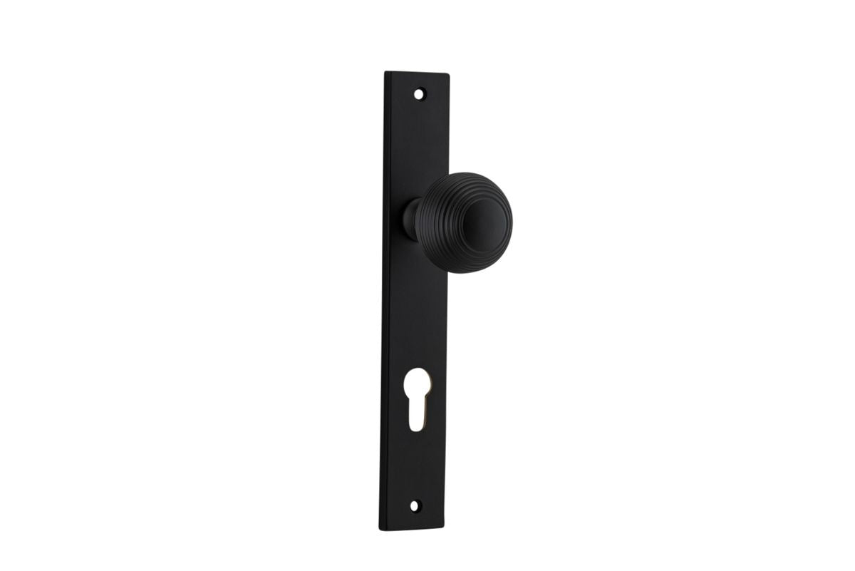 Iver Guildford Door Knob Rectangular Latch Pair, Passage Kit, Privacy Kit , Entrance Kit with High Security Lock - Matt Black