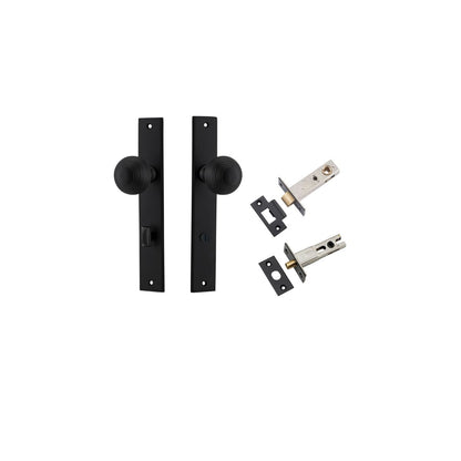Iver Guildford Door Knob Rectangular Latch Pair, Passage Kit, Privacy Kit , Entrance Kit with High Security Lock - Matt Black