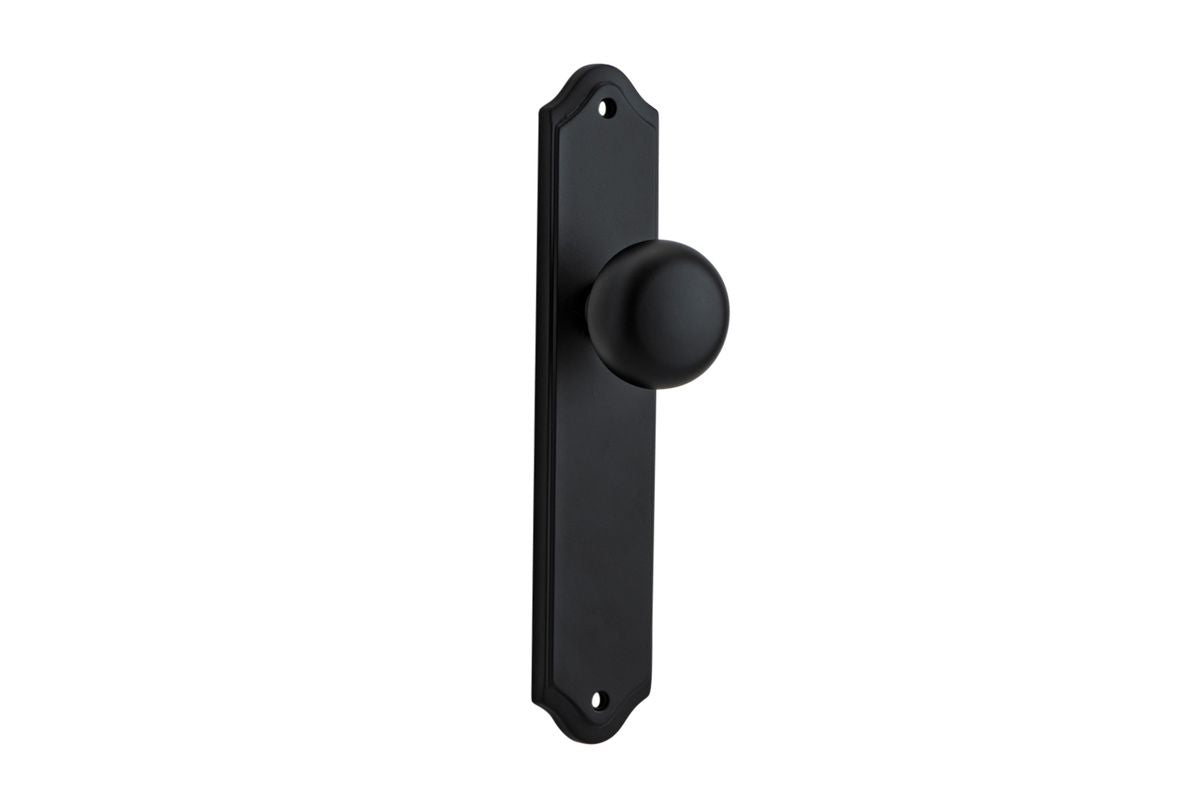Iver Cambridge Door Knob Shouldered Latch Pair, Passage Kit, Privacy Kit , Entrance Kit with High Security Lock - Matt Black
