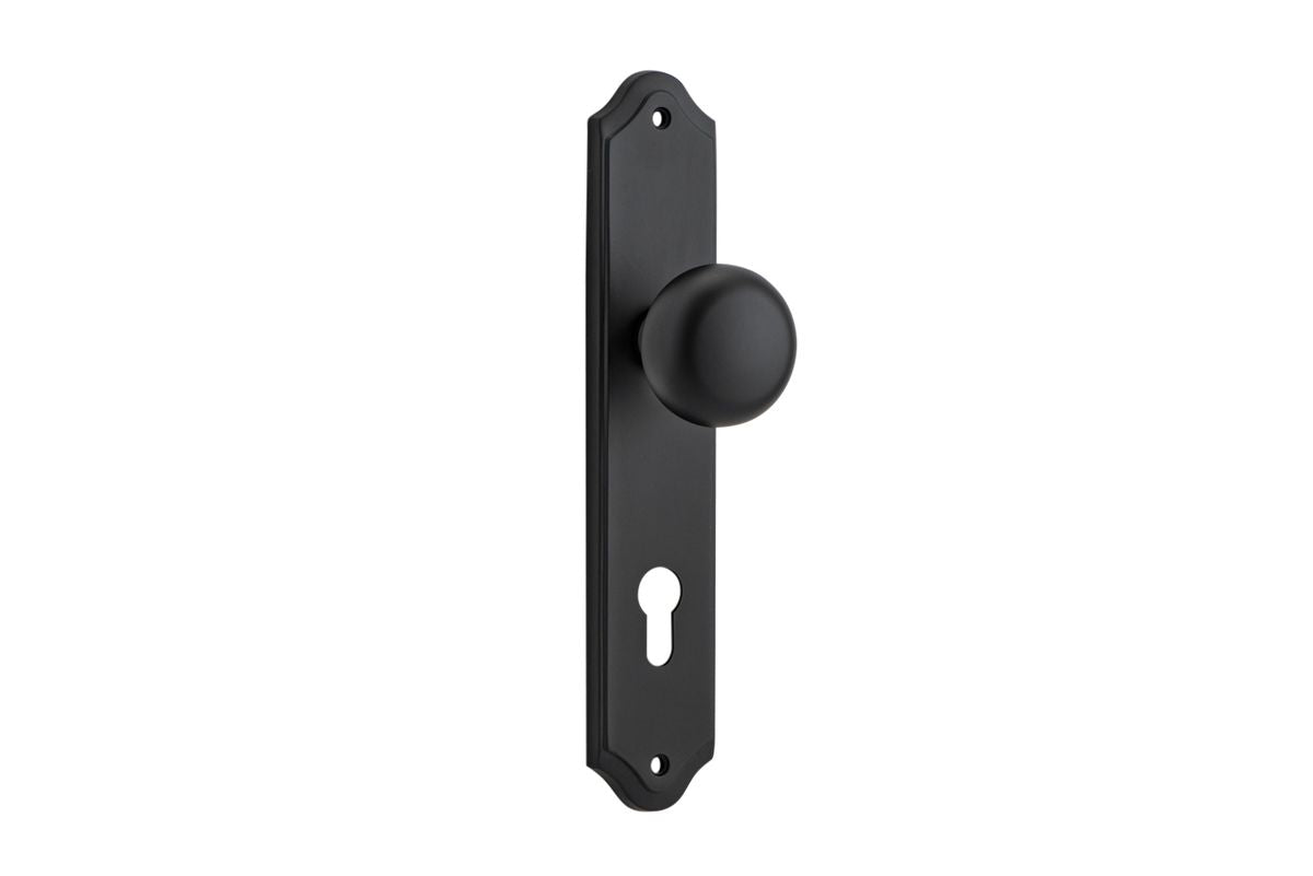 Iver Cambridge Door Knob Shouldered Latch Pair, Passage Kit, Privacy Kit , Entrance Kit with High Security Lock - Matt Black