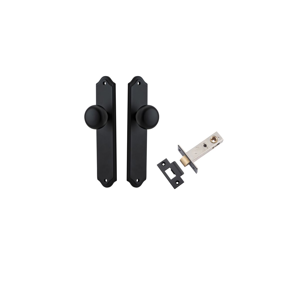 Iver Cambridge Door Knob Shouldered Latch Pair, Passage Kit, Privacy Kit , Entrance Kit with High Security Lock - Matt Black