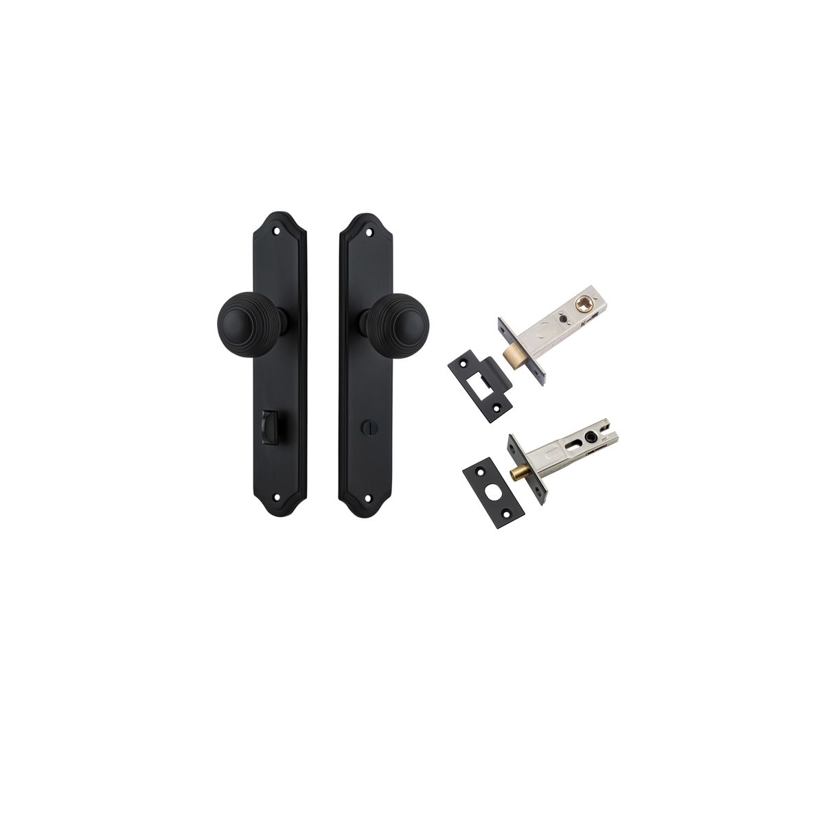 Iver Guildford Door Knob Shouldered Latch Pair, Passage Kit, Privacy Kit , Entrance Kit with High Security Lock -Matt Black