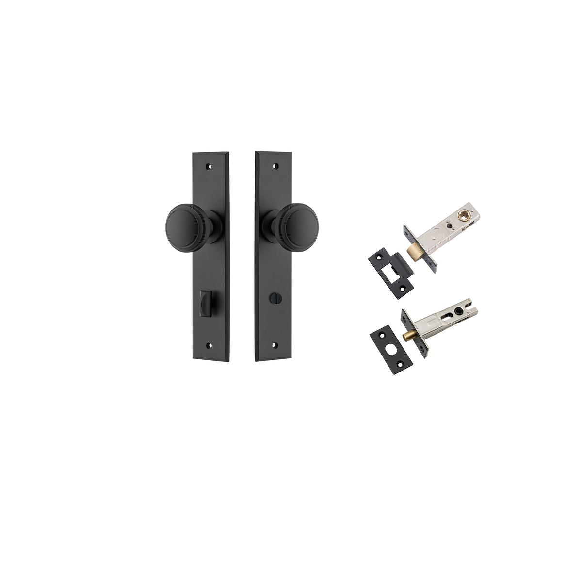 Iver Paddington  Door Knob Chamfered Latch Pair, Passage Kit, Privacy Kit , Entrance Kit with High Security Lock -Matt Black