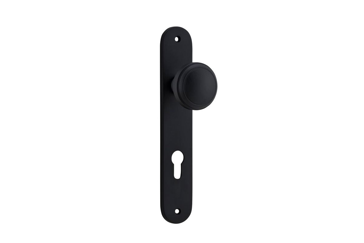 Iver Paddington  Door Knob Oval Latch Pair, Passage Kit, Privacy Kit , Entrance Kit with High Security Lock - Matt Black