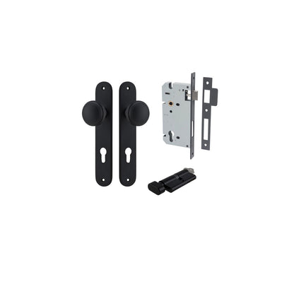 Iver Paddington  Door Knob Oval Latch Pair, Passage Kit, Privacy Kit , Entrance Kit with High Security Lock - Matt Black