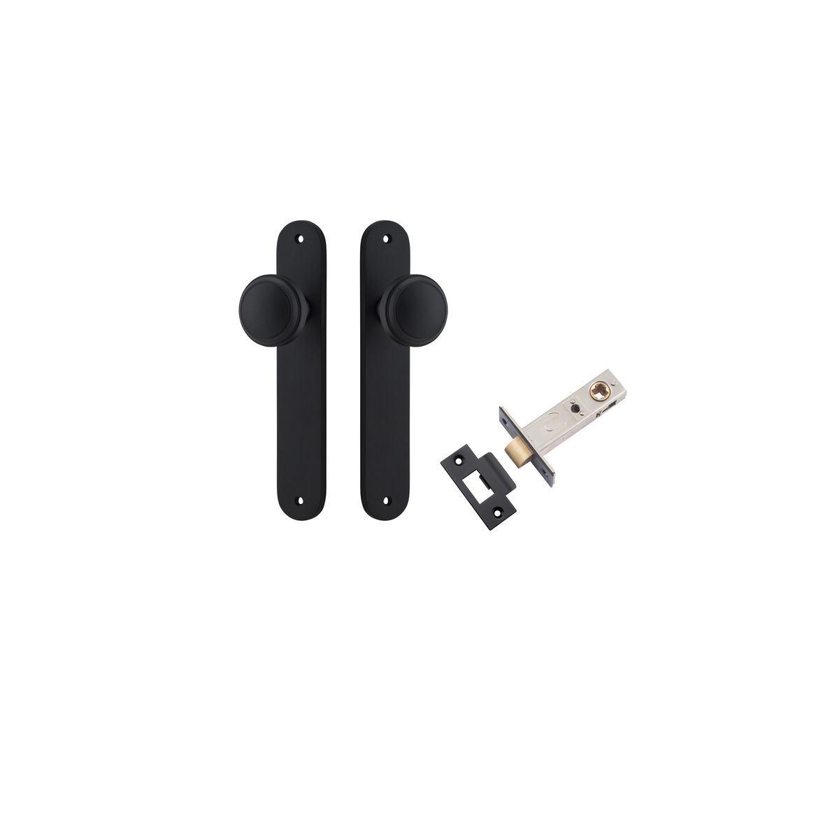 Iver Paddington  Door Knob Oval Latch Pair, Passage Kit, Privacy Kit , Entrance Kit with High Security Lock - Matt Black