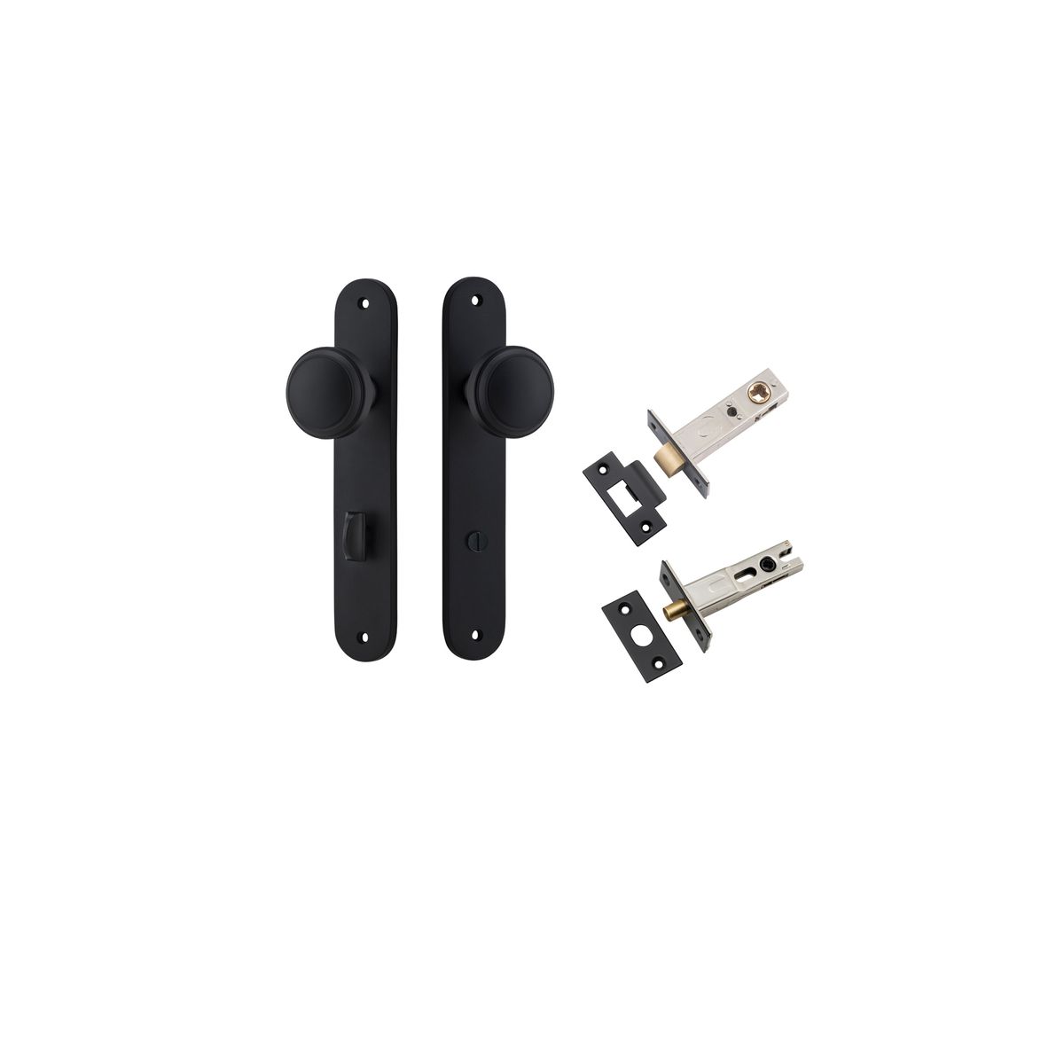 Iver Paddington  Door Knob Oval Latch Pair, Passage Kit, Privacy Kit , Entrance Kit with High Security Lock - Matt Black