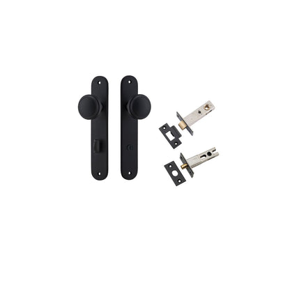 Iver Paddington  Door Knob Oval Latch Pair, Passage Kit, Privacy Kit , Entrance Kit with High Security Lock - Matt Black