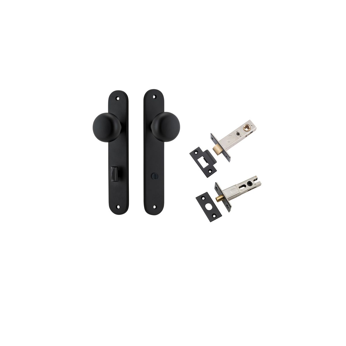 Iver Cambridge Door Knob Oval Concealed Fix Pair, Passage Kit, Privacy Kit , Entrance Kit with High Security Lock - Matt Black