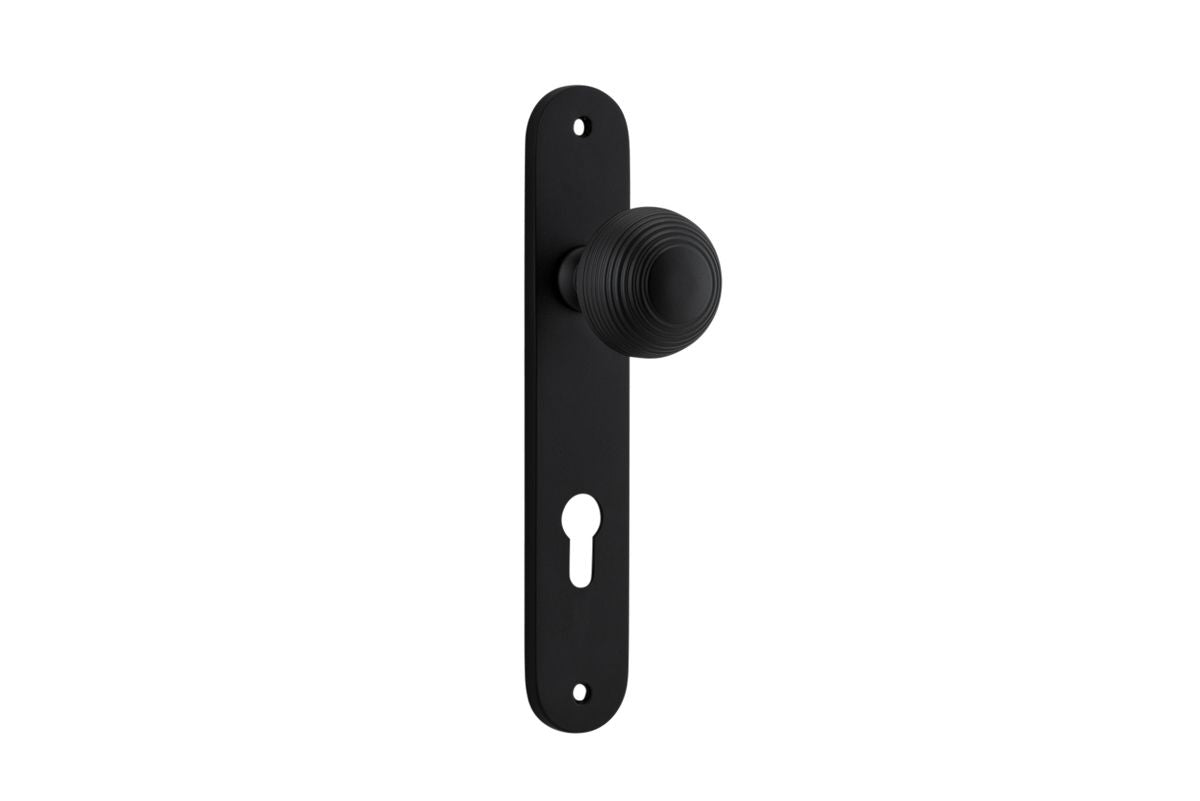 Iver Guildford Door Knob Oval Latch Pair, Passage Kit, Privacy Kit , Entrance Kit with High Security Lock -Matt Black