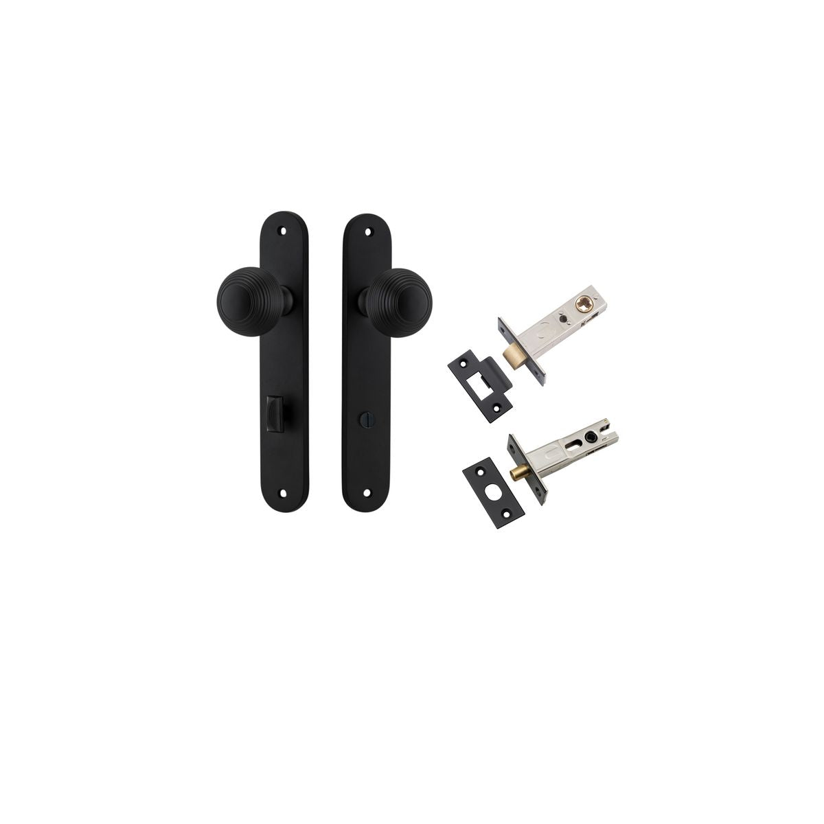 Iver Guildford Door Knob Oval Latch Pair, Passage Kit, Privacy Kit , Entrance Kit with High Security Lock -Matt Black