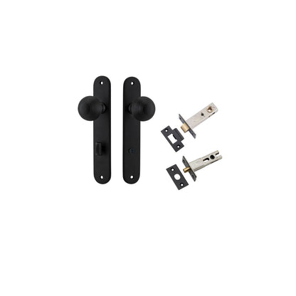 Iver Guildford Door Knob Oval Latch Pair, Passage Kit, Privacy Kit , Entrance Kit with High Security Lock -Matt Black