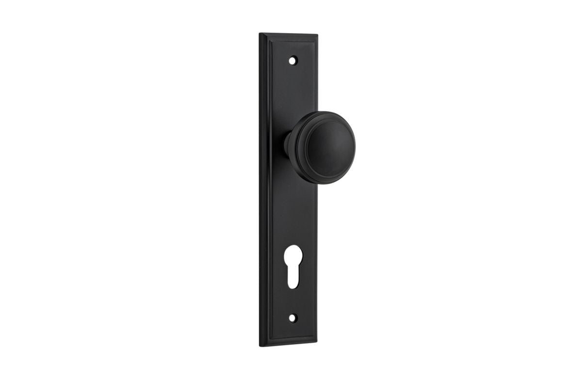 Iver Paddington  Door Knob Stepped Latch Pair, Passage Kit, Privacy Kit , Entrance Kit with High Security Lock - Matt Black