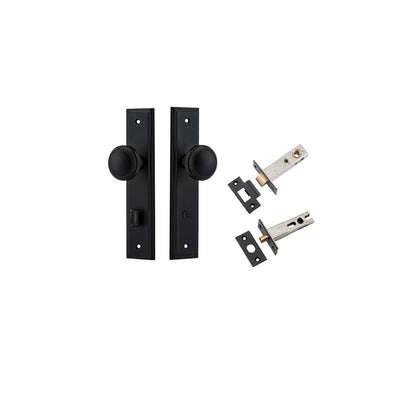 Iver Paddington  Door Knob Stepped Latch Pair, Passage Kit, Privacy Kit , Entrance Kit with High Security Lock - Matt Black