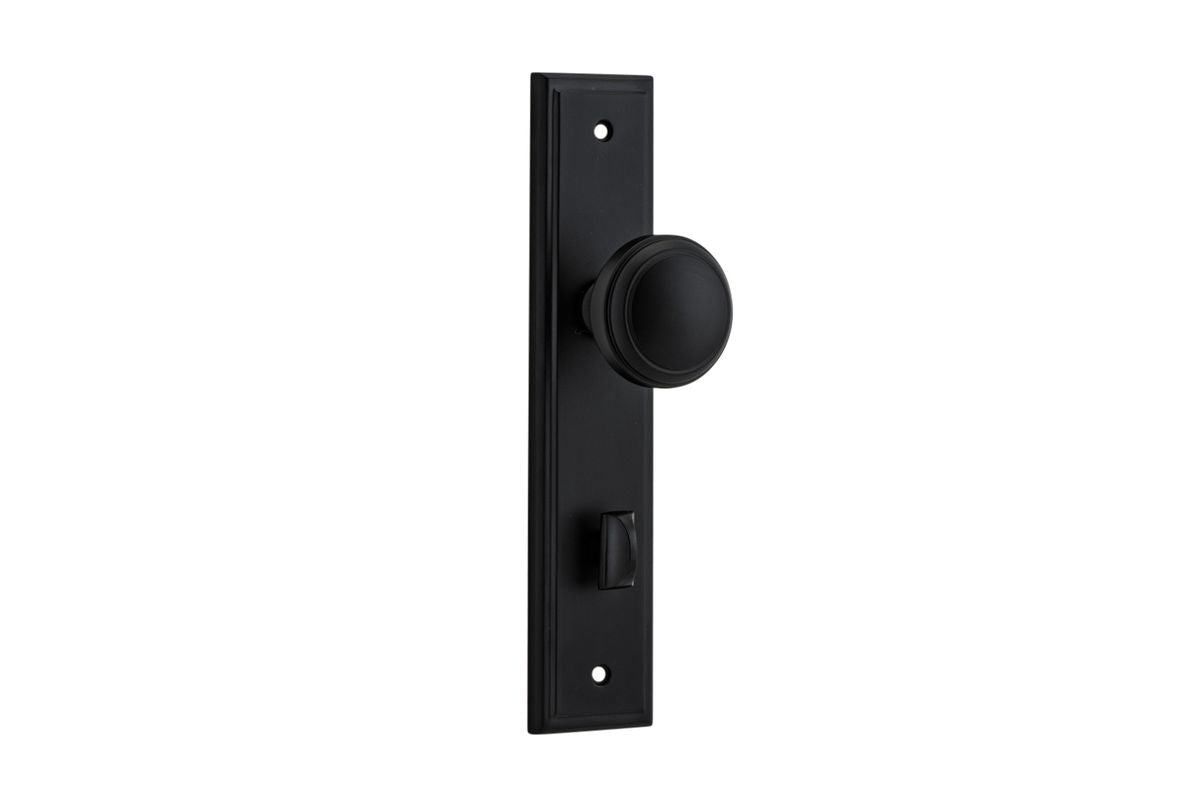 Iver Paddington  Door Knob Stepped Latch Pair, Passage Kit, Privacy Kit , Entrance Kit with High Security Lock - Matt Black