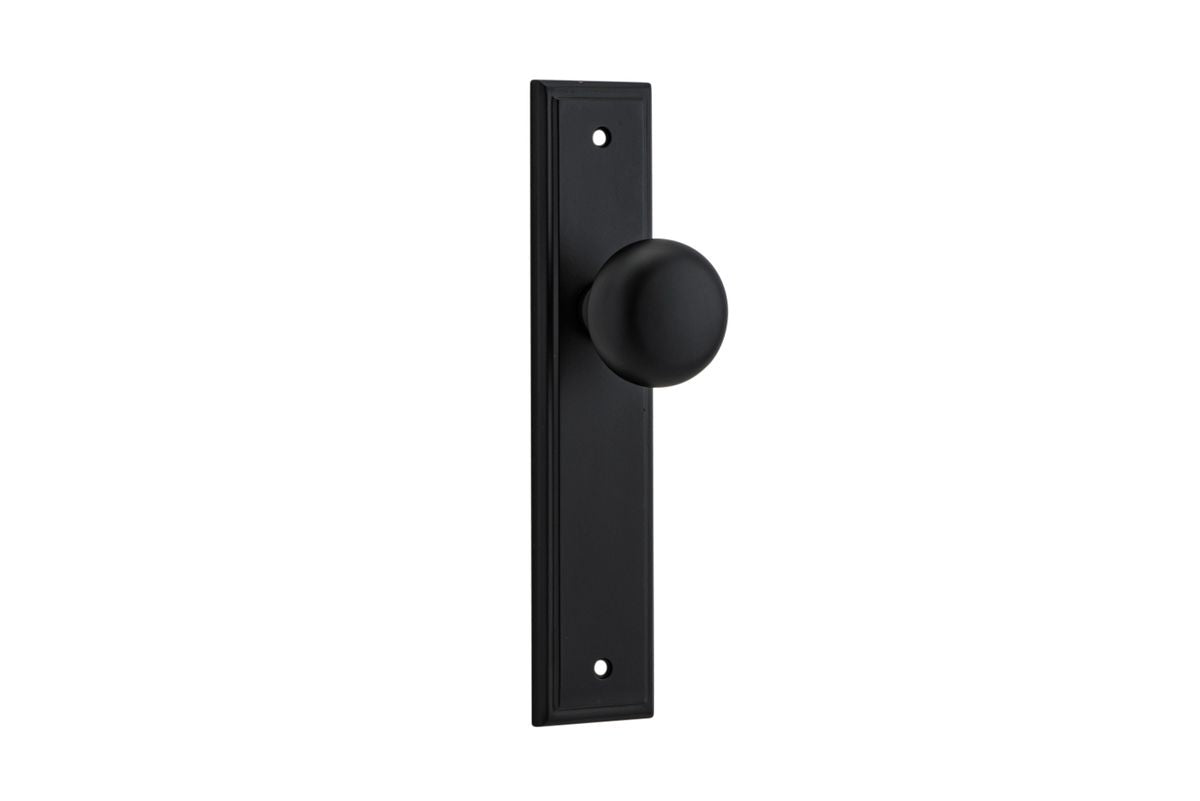 Iver Cambridge Door Knob Stepped Latch Pair, Passage Kit, Privacy Kit , Entrance Kit with High Security Lock - Matt Black