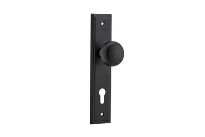 Iver Cambridge Door Knob Stepped Latch Pair, Passage Kit, Privacy Kit , Entrance Kit with High Security Lock - Matt Black
