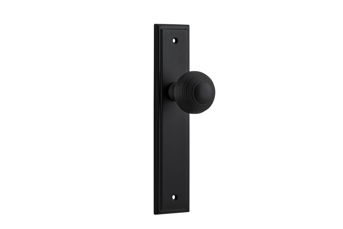 Iver Guildford Door Knob Stepped Latch Pair, Passage Kit, Privacy Kit , Entrance Kit with High Security Lock - Matt Black