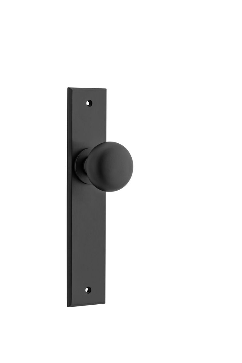 Iver Cambridge Door Knob Chamfered  Latch Pair, Passage Kit, Privacy Kit , Entrance Kit with High Security Lock - Matt Black