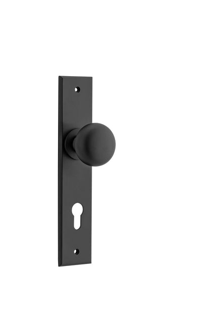 Iver Cambridge Door Knob Chamfered  Latch Pair, Passage Kit, Privacy Kit , Entrance Kit with High Security Lock - Matt Black