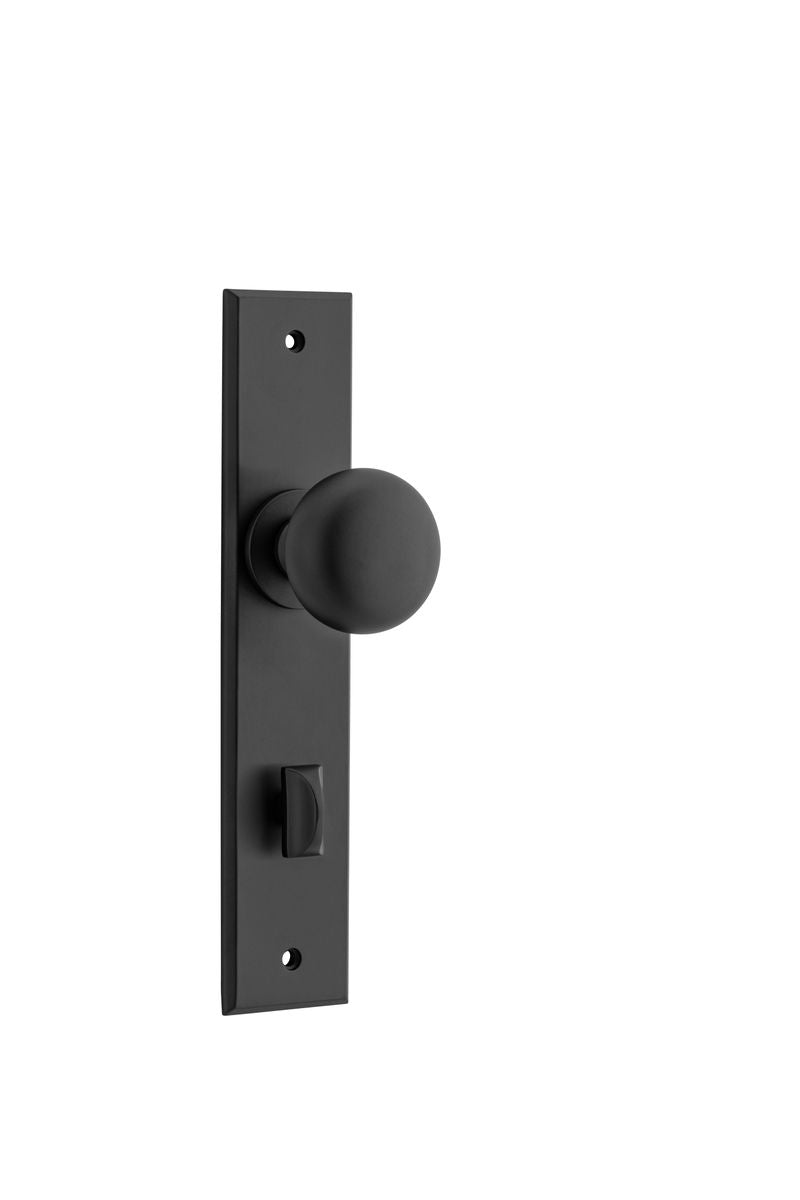 Iver Cambridge Door Knob Chamfered  Latch Pair, Passage Kit, Privacy Kit , Entrance Kit with High Security Lock - Matt Black