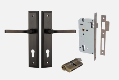Iver Annecy Door Lever 10744 Stepped Backplate  Signature Brass - Passage ,Privacy & Entrance