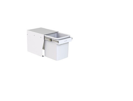 Hideaway Waste Bin ,Compact Floor Mount Range, 1 x 15 Litres Bucket ,Width 258 x Height 305 x Depth 358mm Handle pull - Arctic White  ( Available in 4 Sizes : 1 x 15Ltr ,1x 20Ltr ,2 x 15Ltr ,2 x 20Ltr )