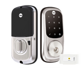 YALE ASSURE KEYED SMART-READY LOCK WITH PULL HANDLE SET SATIN NICKEL & MATT BLACK