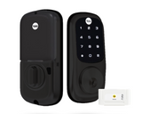 YALE ASSURE KEYED SMART-READY LOCK WITH PULL HANDLE SET SATIN NICKEL & MATT BLACK