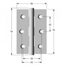 Lohala Hinge Stainless Steel 304 ,75mm x 50mm x 1.5mm ,75mm x 63mm x 2.0mm - Fixed Button Pin Satin and Black Electrocoat