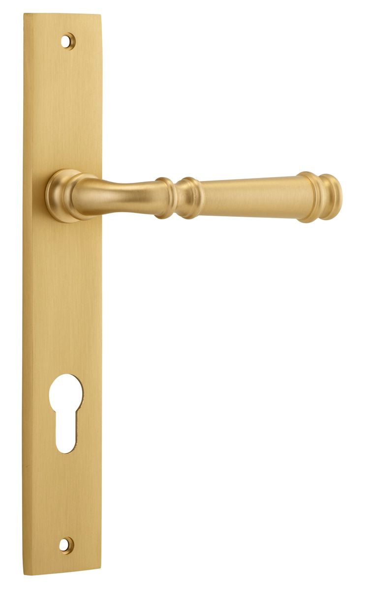 Iver Verona Door Lever Rectangular Latch Pair, Passage Kit, Privacy Kit , Entrance Kit with High Security Lock -Brushed Brass