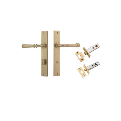 Iver Verona Door Lever Rectangular Latch Pair, Passage Kit, Privacy Kit , Entrance Kit with High Security Lock -Brushed Brass
