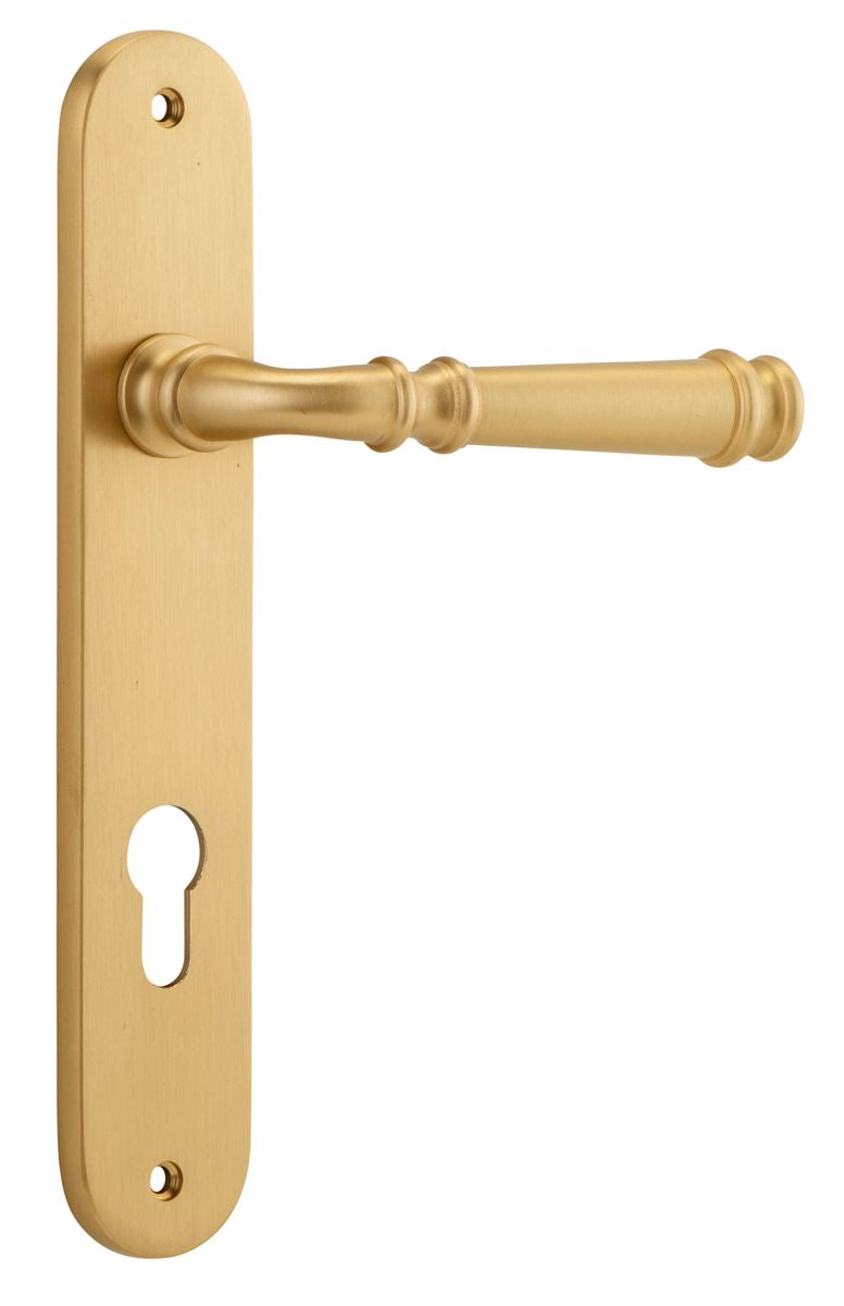 Iver Verona Door Lever Oval Latch Pair, Passage Kit, Privacy Kit , Entrance Kit with High Security Lock - Brushed Brass