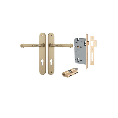 Iver Verona Door Lever Oval Latch Pair, Passage Kit, Privacy Kit , Entrance Kit with High Security Lock - Brushed Brass