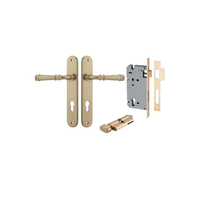 Iver Verona Door Lever Oval Latch Pair, Passage Kit, Privacy Kit , Entrance Kit with High Security Lock - Brushed Brass