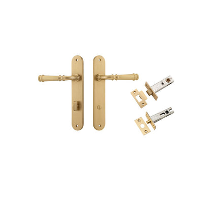 Iver Verona Door Lever Oval Latch Pair, Passage Kit, Privacy Kit , Entrance Kit with High Security Lock - Brushed Brass