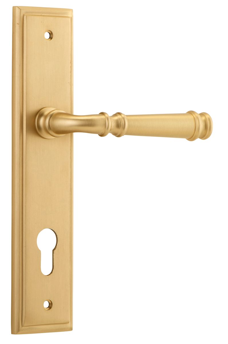 Iver Verona Door Lever Stepped Latch Pair, Passage Kit, Privacy Kit , Entrance Kit with High Security Lock -Brushed Brass