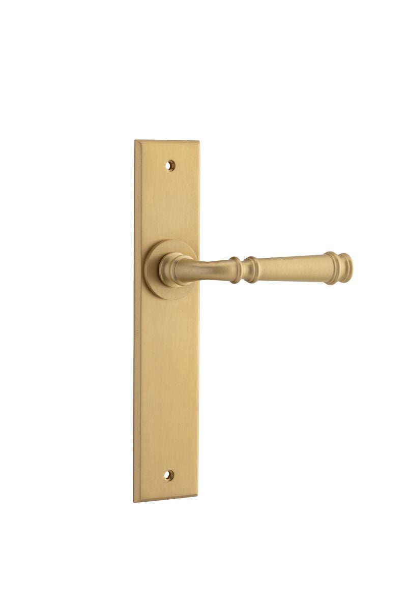 Iver Verona Door Lever Chamfered Latch Pair, Passage Kit, Privacy Kit , Entrance Kit with High Security Lock -Brushed Brass