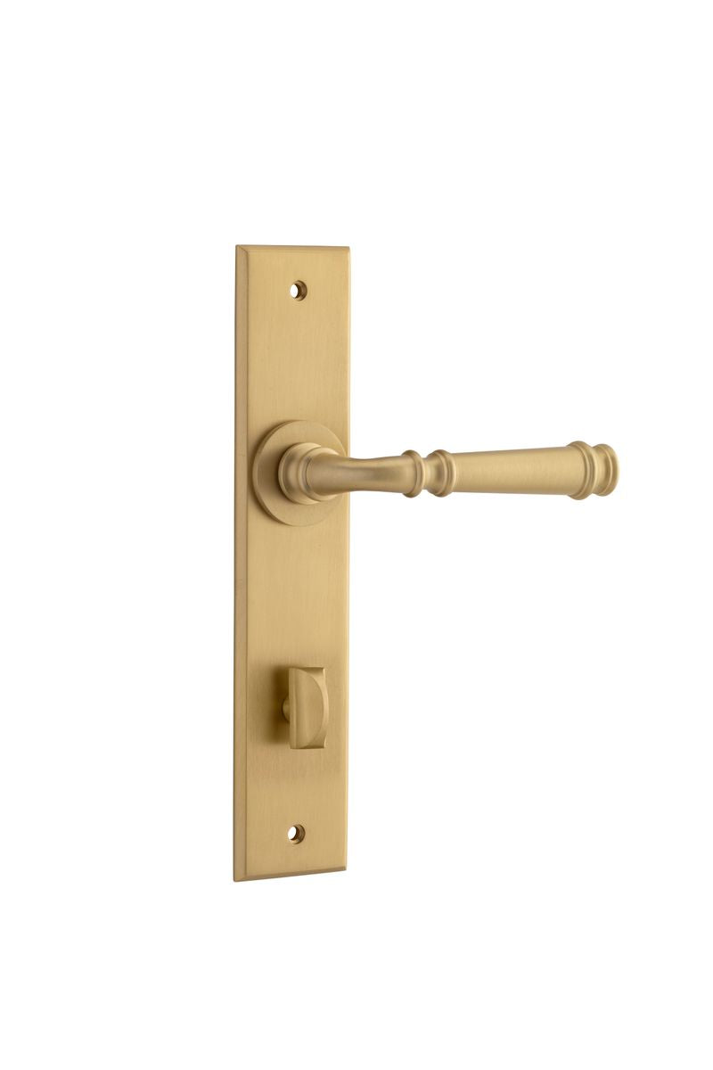 Iver Verona Door Lever Chamfered Latch Pair, Passage Kit, Privacy Kit , Entrance Kit with High Security Lock -Brushed Brass